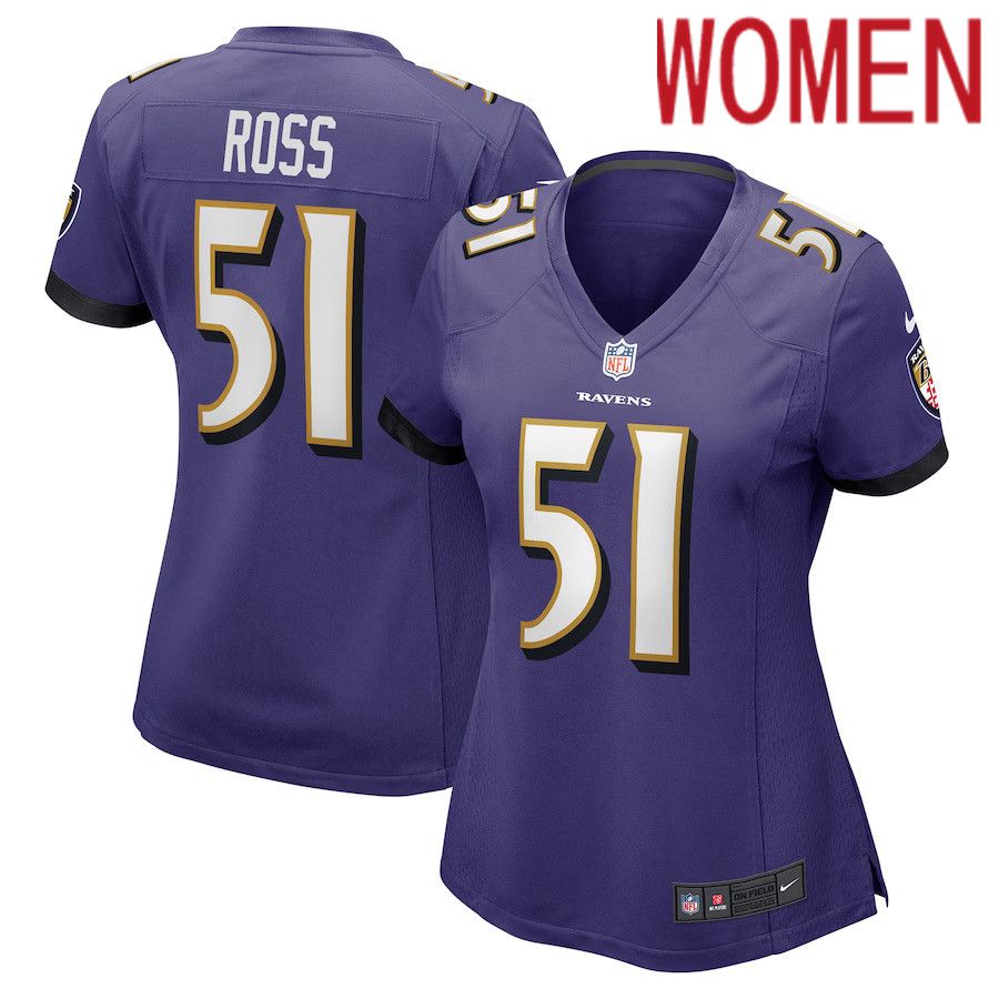 Women Baltimore Ravens #51 Josh Ross Nike Purple Game Player NFL Jersey->women nfl jersey->Women Jersey